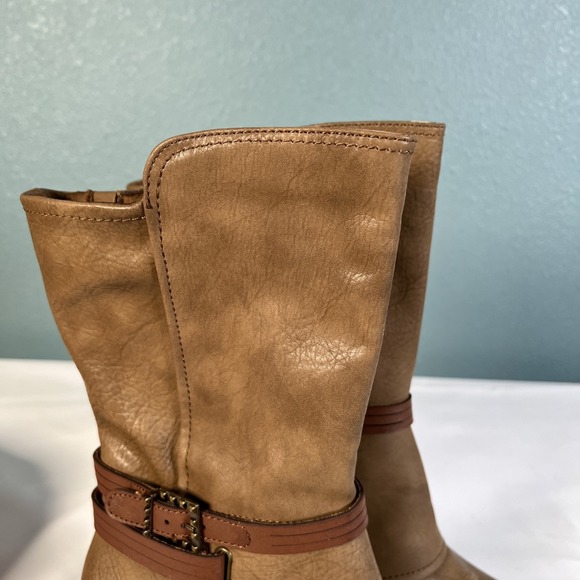 Baretraps Mid Calf Roxie Heeled Boots Womens Faux Leather Zip Buckle Cowgirl 9.5 - Picture 7 of 12